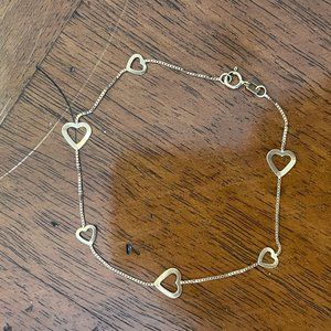 14K Yellow Gold bracelet with hearts